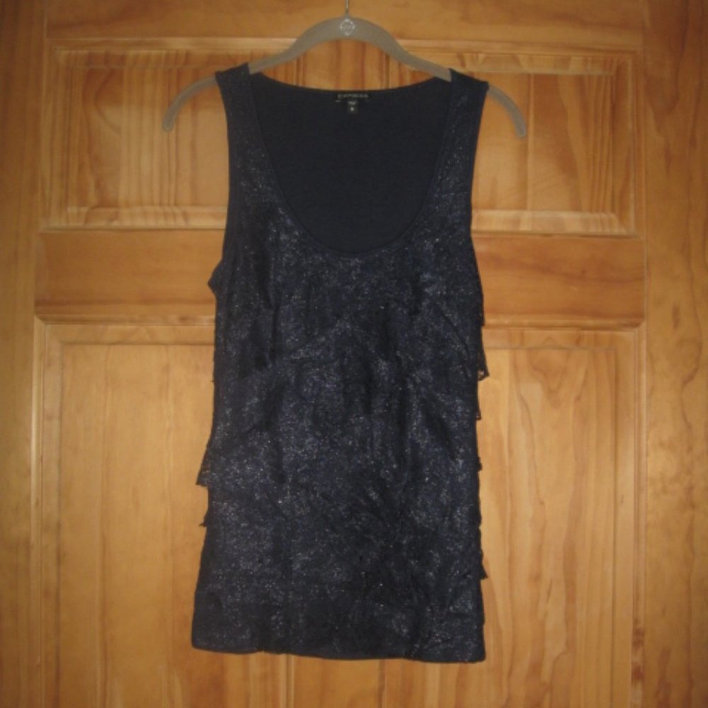 Express Navy Blue Embellished Tank Top